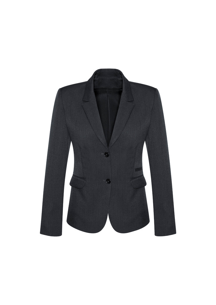 60119 - Biz Corporates - Womens Cool Stretch 2 Button Mid Length Jacket | Charcoal