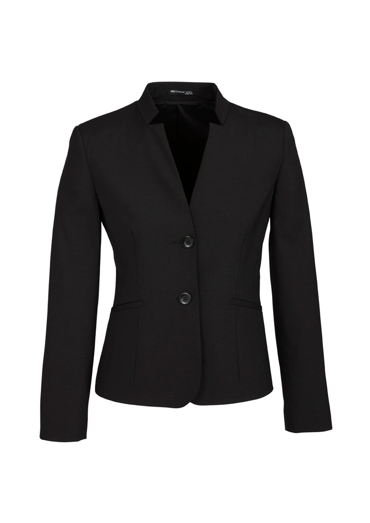 64013 - Biz Corporates - Comfort Wool Stretch Womens Reverse Lapel Jacket | Black