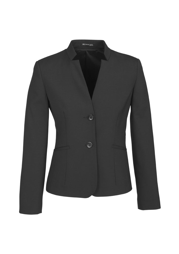 64013 - Biz Corporates - Comfort Wool Stretch Womens Reverse Lapel Jacket | Charcoal