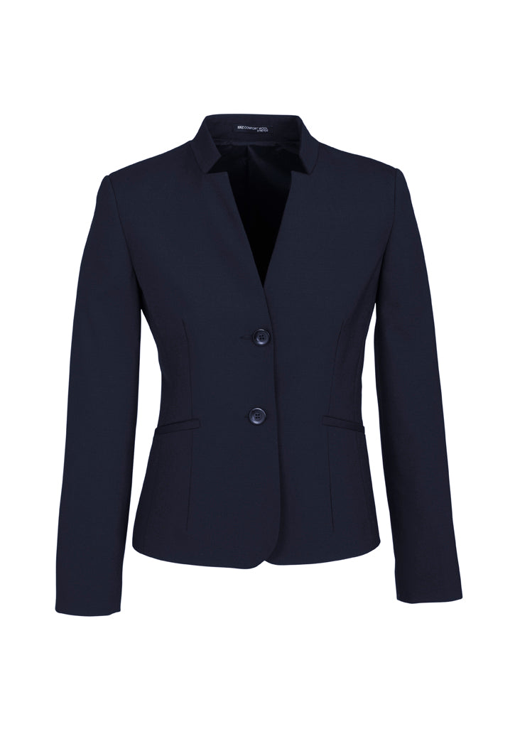 64013 - Biz Corporates - Comfort Wool Stretch Womens Reverse Lapel Jacket | Navy
