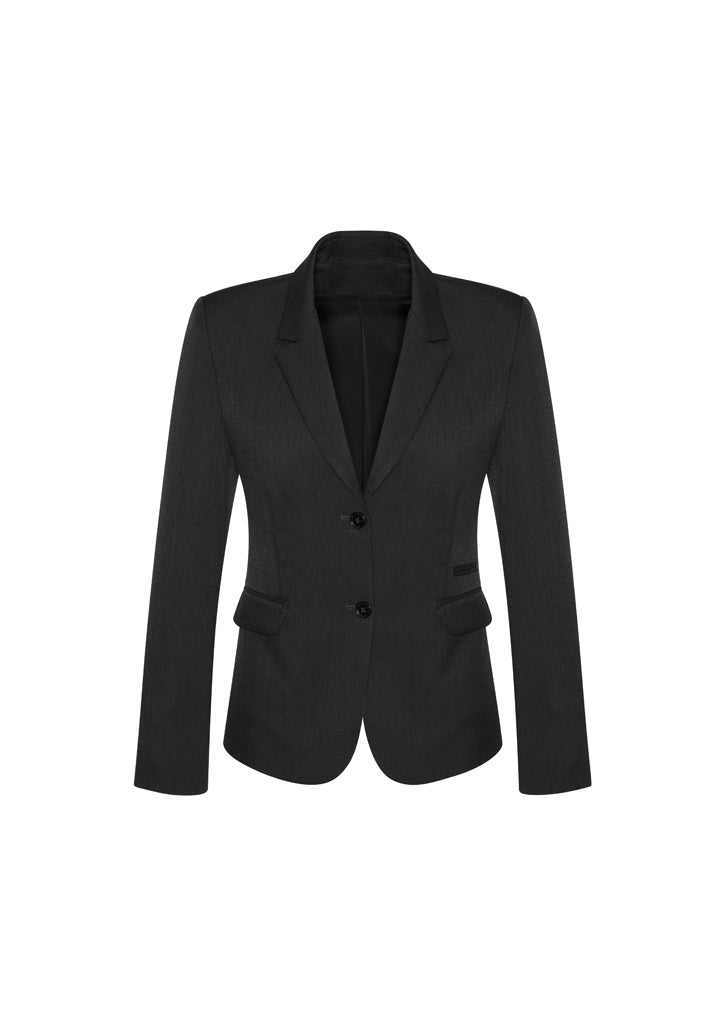 64019 - Biz Corporates - Comfort Wool Stretch Womens Two Button Mid Length Jacket | Black
