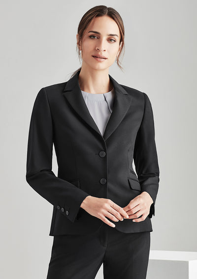 64019 - Biz Corporates - Comfort Wool Stretch Womens Two Button Mid Length Jacket