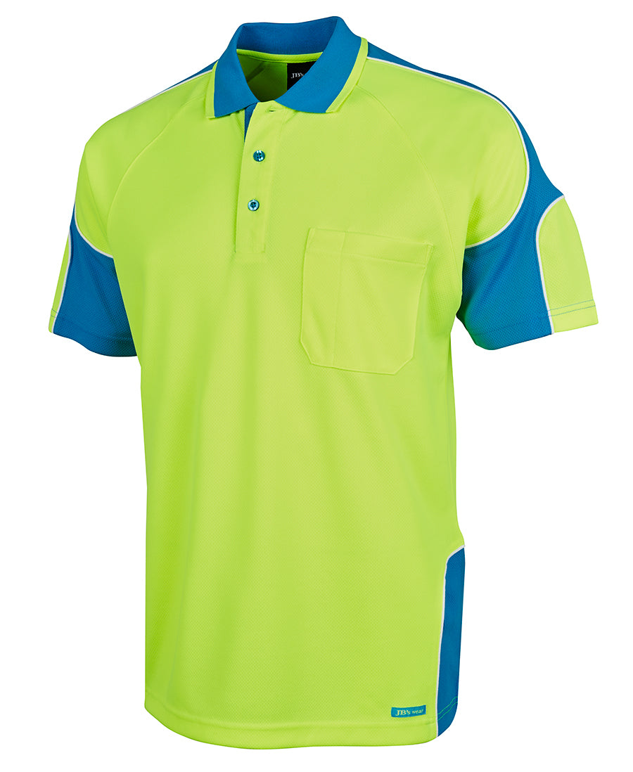6AP4S - JB's Wear - Hi-Viz Arm Panel Polo - Lime/Aqua