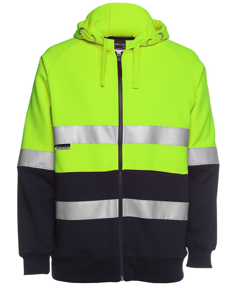 6DNH - JB's Wear - Hi Viz Full Zip Taped Hoodie
