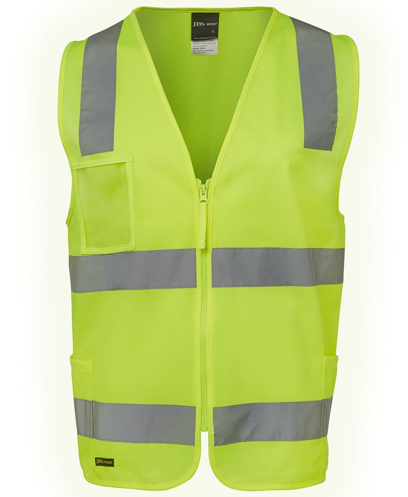 6DNSZ Zip Hi Vis Safety Vest with side pocket and ID holder