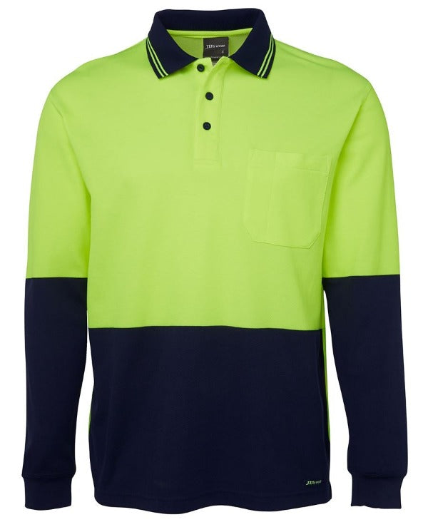 6HPL - Hi-Vis Cotton Backed fabric - Long Sleeve Polo (Day) - 170gsm