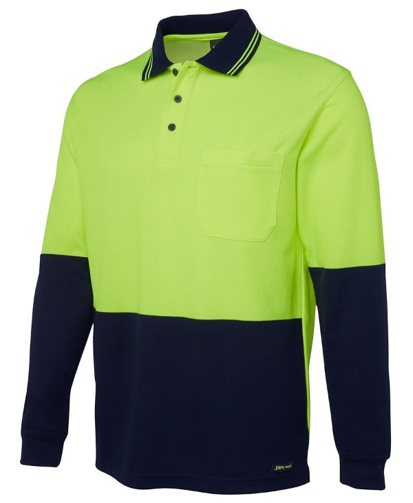 6HPL - Hi-Vis Cotton Backed fabric - Long Sleeve Polo (Day) - 170gsm
