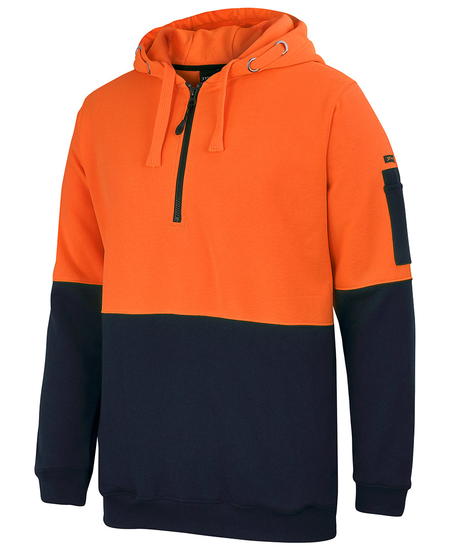 6HVHZ 1/2 zip Hi-Vis Hoodie - 2 pockets concealed  in side seam