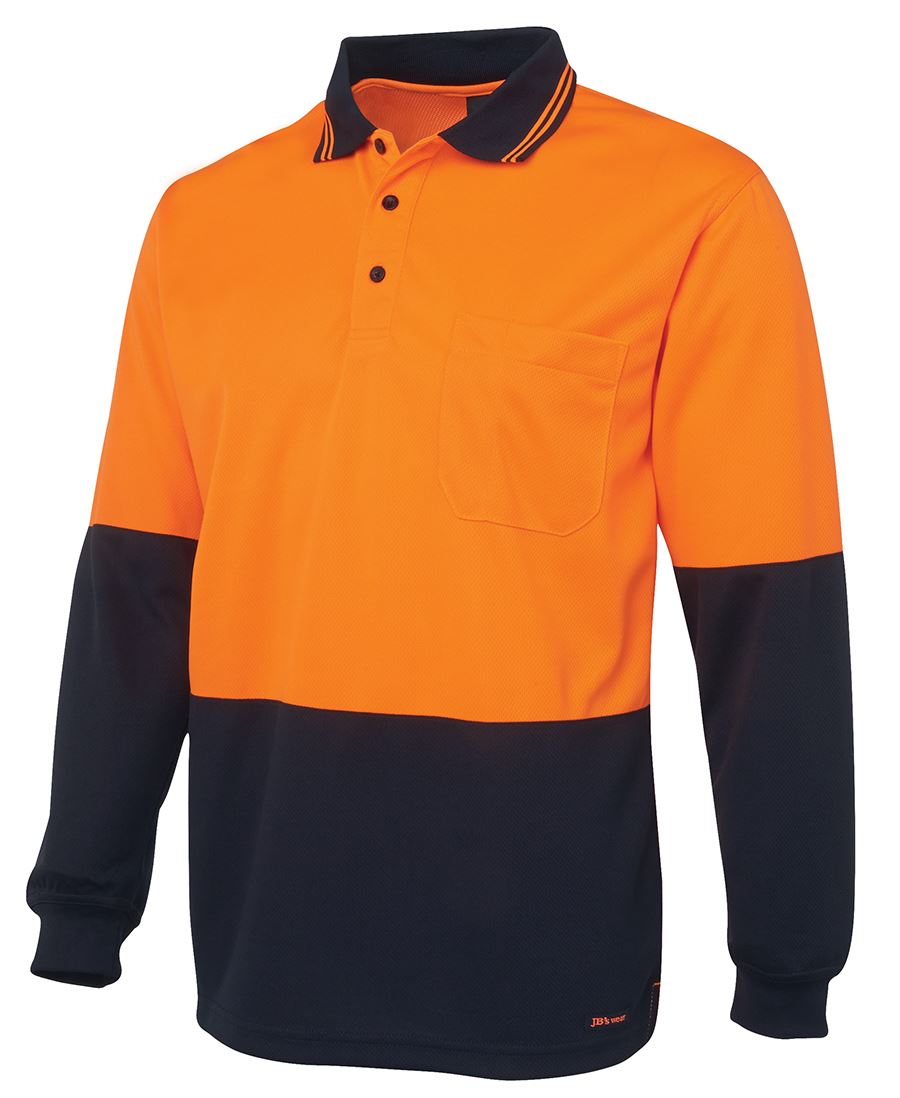 6HVPL - JBs Wear - Hi-Viz Traditional Polo - Long Sleeve