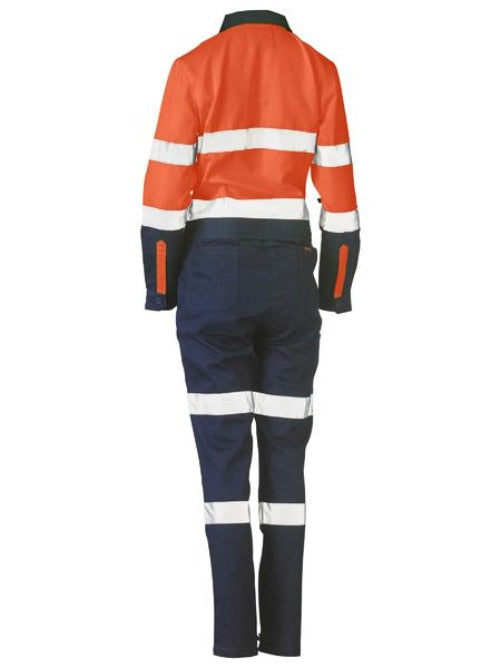 BCL6066T - Bisley - Hi-Vis Ladies Cotton Drill Overall - Biomotion taping (Day/Night)