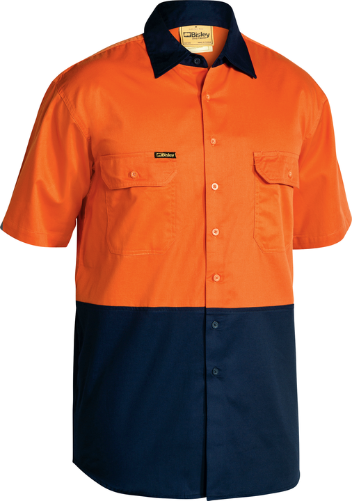 BS1895 - Bisley - Hi-Vis Cool lightweight 155g Short sleeve Drill Shirt