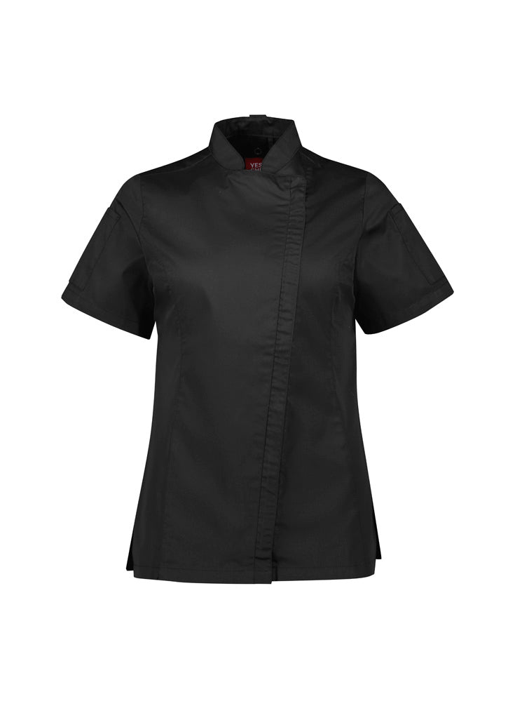 CH330LS - Biz Collection - Alfresco Womens Short Sleeve Chef Jacket | Black