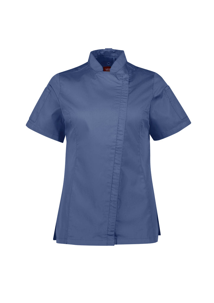 CH330LS - Biz Collection - Alfresco Womens Short Sleeve Chef Jacket | Grey Smoke