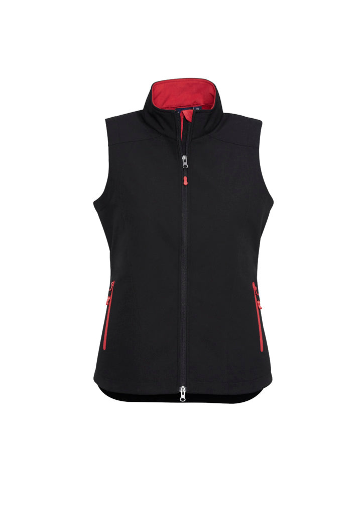 J404L - Biz Care - Geneva Womens Vest | Black/Red
