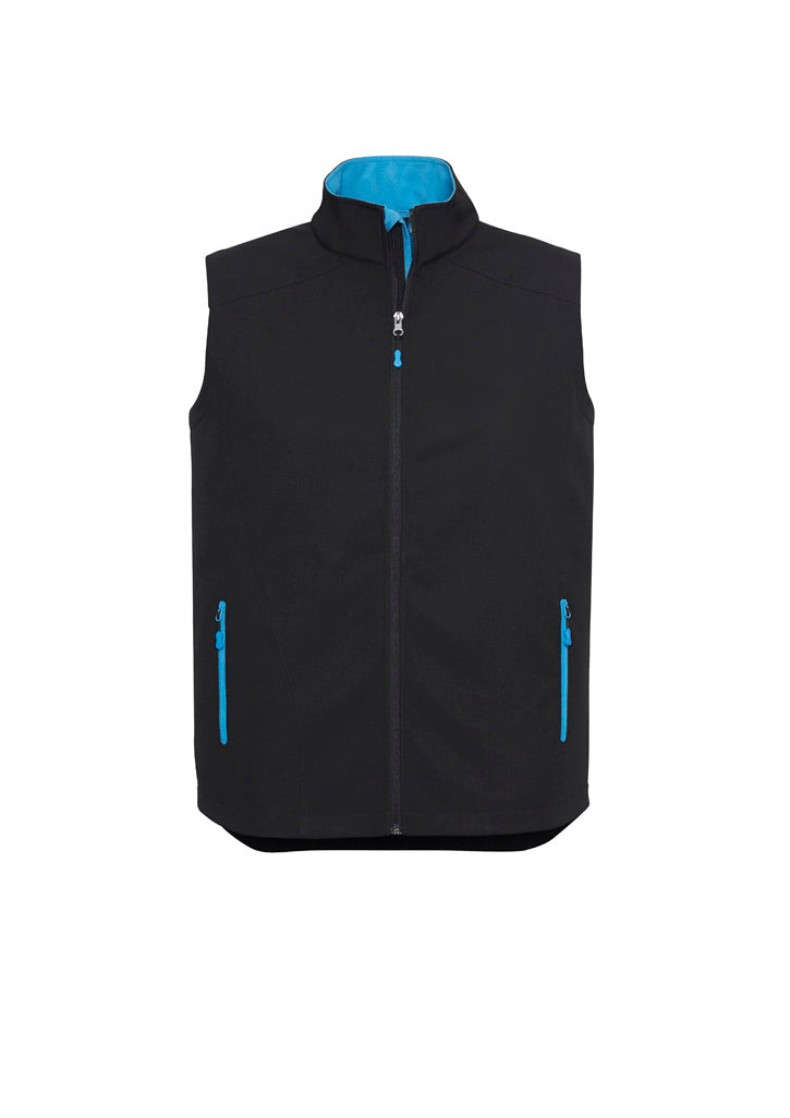 J404M - Biz Care - Geneva Mens Vest | Black/Cyan
