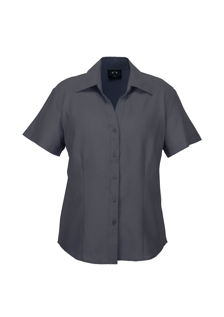 LB3601 - Biz Care - Oasis Ladies Plain Short Sleeve Shirt | Charcoal