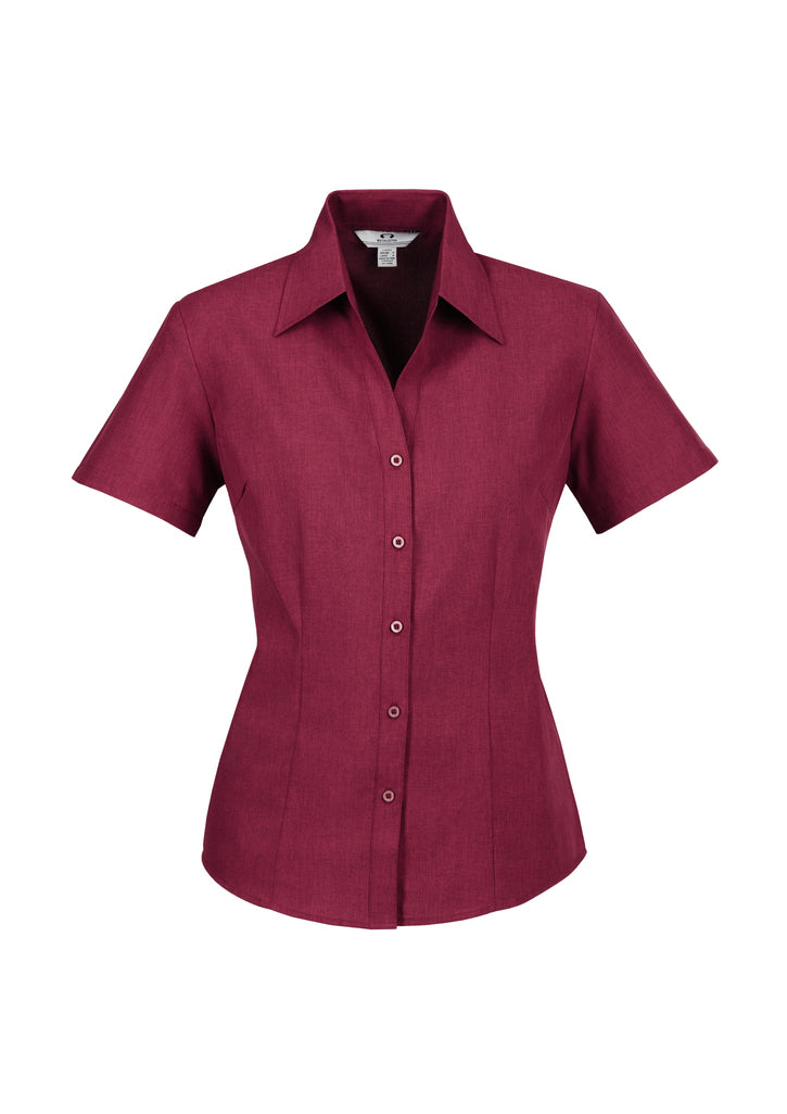 LB3601 - Biz Care - Oasis Ladies Plain Short Sleeve Shirt | Cherry