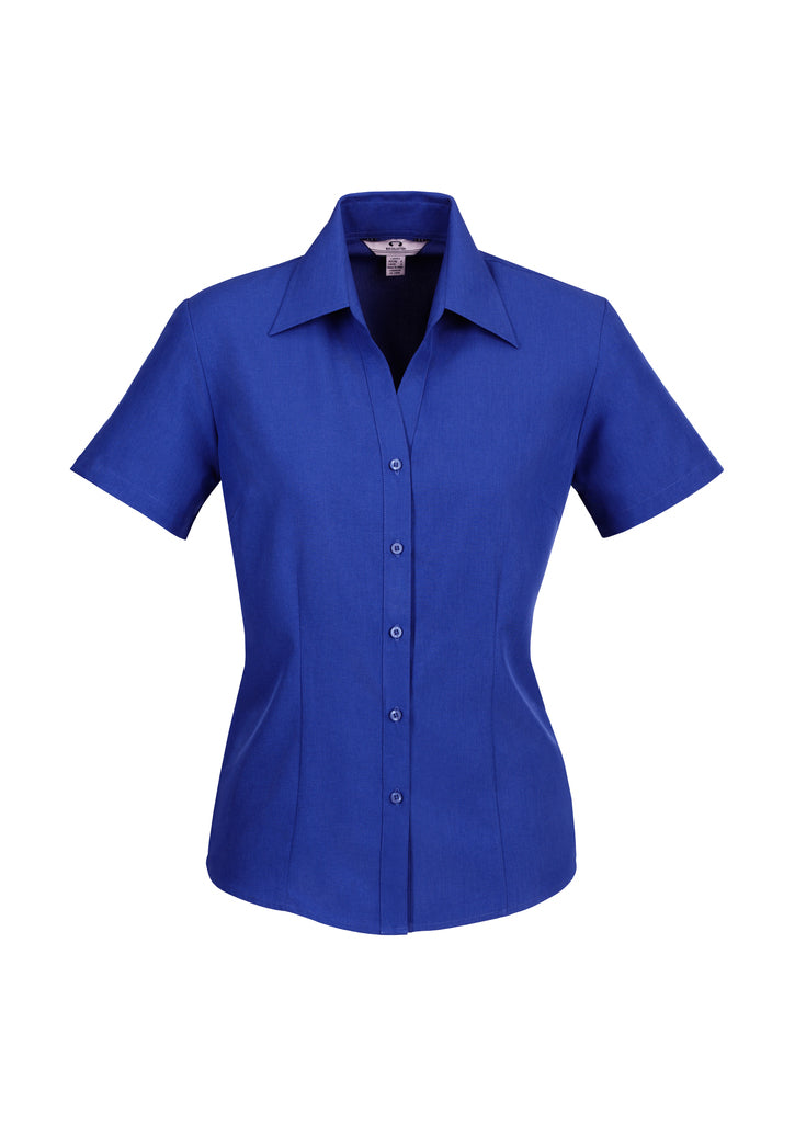 LB3601 - Biz Care - Oasis Ladies Plain Short Sleeve Shirt | Electric Blue
