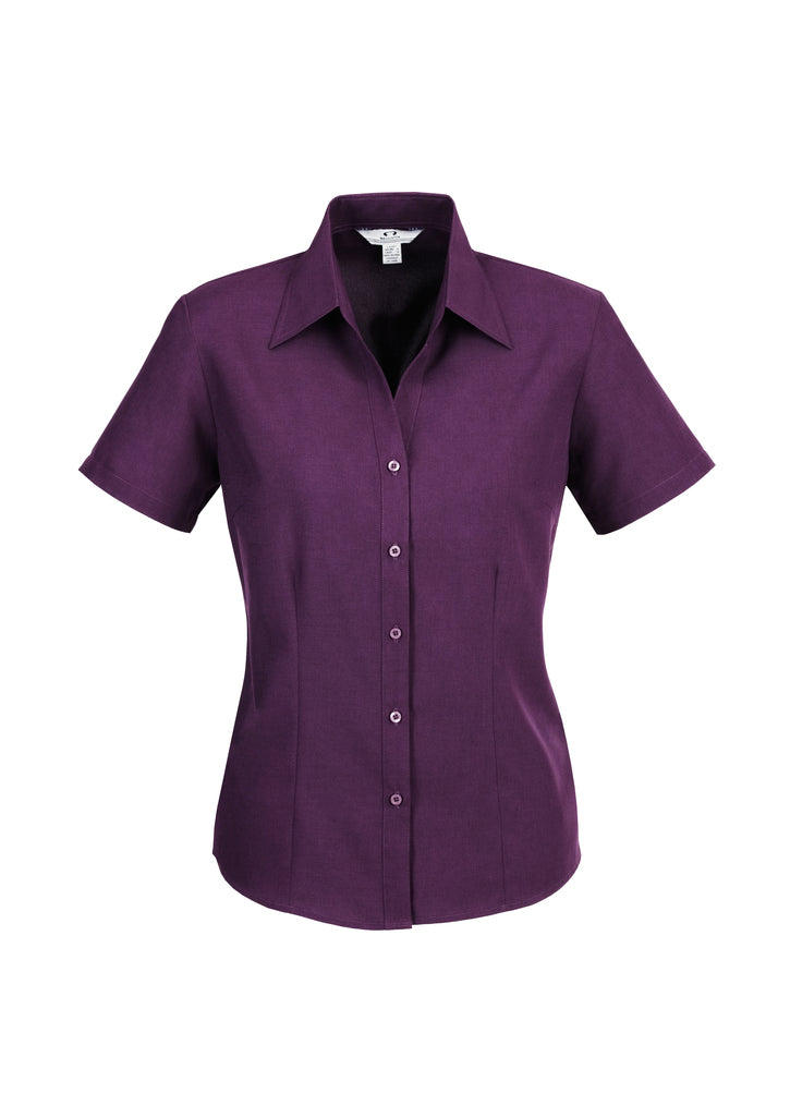 LB3601 - Biz Care - Oasis Ladies Plain Short Sleeve Shirt | Grape