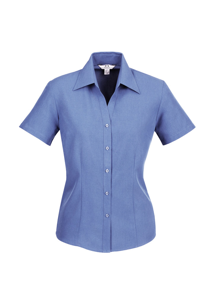 LB3601 - Biz Care - Oasis Ladies Plain Short Sleeve Shirt | Mid Blue