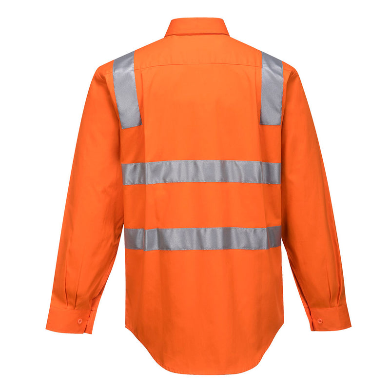 MS191 - Prime Mover - Hi-Vis Perth Regular weight 185g Long sleeve Shirt (Taped)