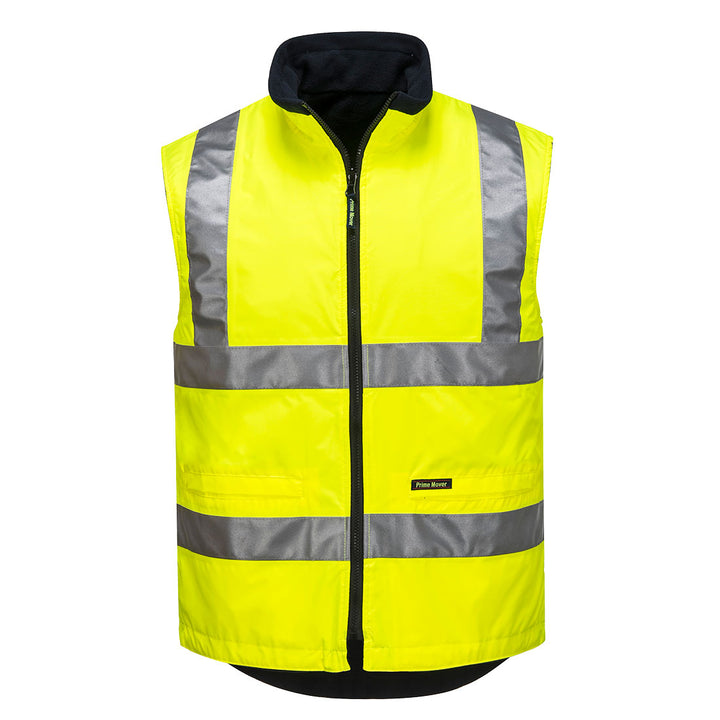 MV214 - Prime Mover - Hi-Vis Reversible Polar Fleece Vest (Day/Night) - Taped