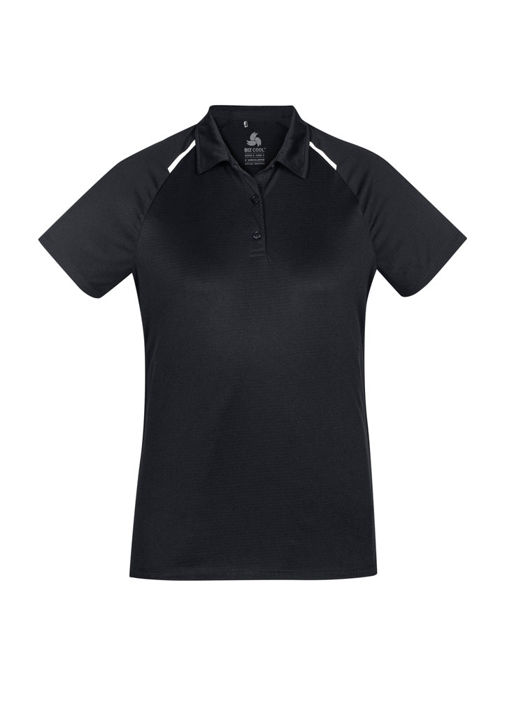 P012LS - Biz Collection - Womens Academy Short Sleeve Polo | Black/White