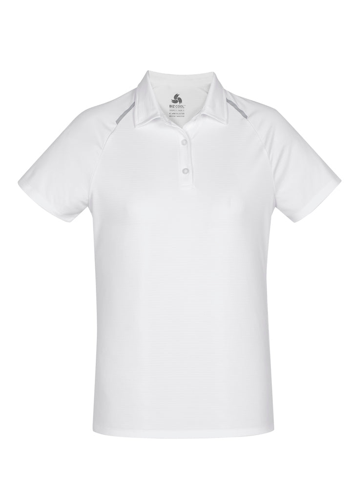 P012LS - Biz Collection - Womens Academy Short Sleeve Polo | White/Silver