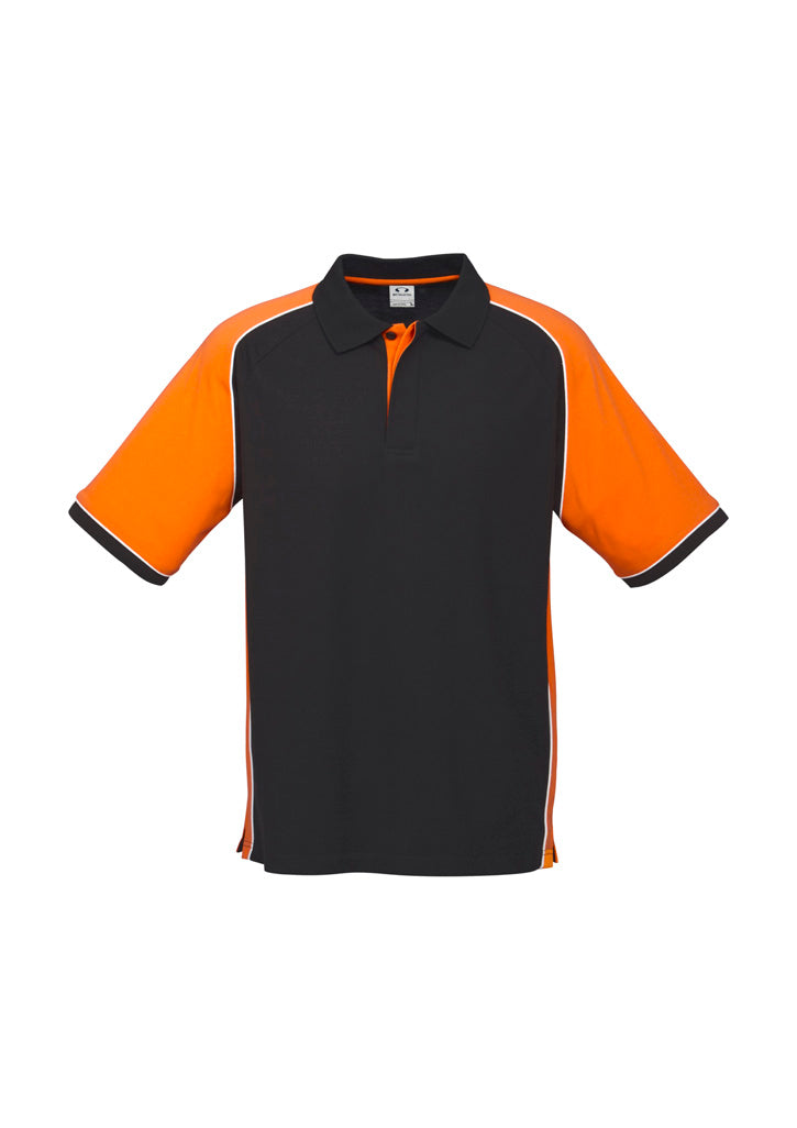P10112 - Biz Collection - Mens Nitro Short Sleeve Polo | Black/Orange/White