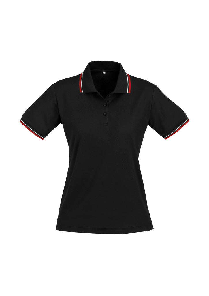 P227LS - Biz Collection - Womens Cambridge Short Sleeve Polo | Black/Red/White