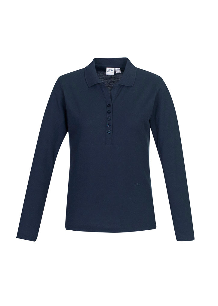P400LL - Biz Collection - Ladies Long sleeve Crew Polo - 210gsm - Poly/Cotton | Navy