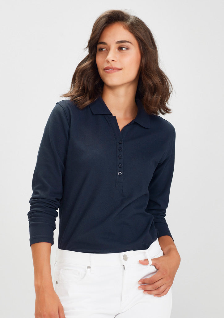 P400LL - Biz Collection - Ladies Long sleeve Crew Polo - 210gsm - Poly/Cotton