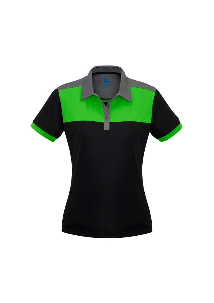 P500LS - Biz Collection - Womens Charger Short Sleeve Polo | Black/Green/Grey
