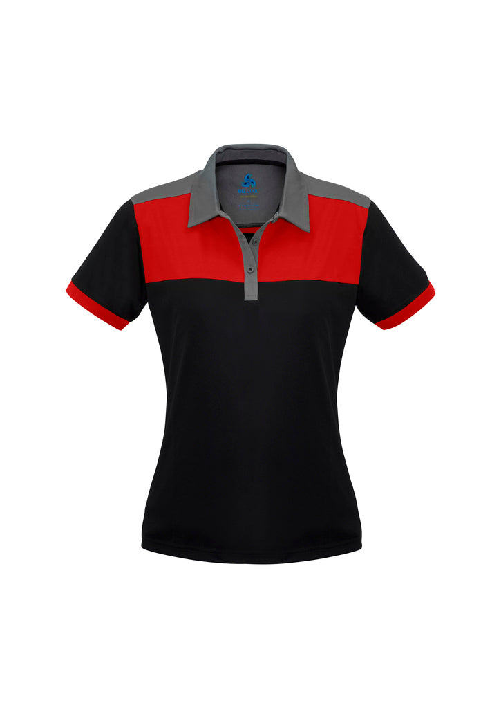 P500LS - Biz Collection - Womens Charger Short Sleeve Polo | Black/Red/Grey