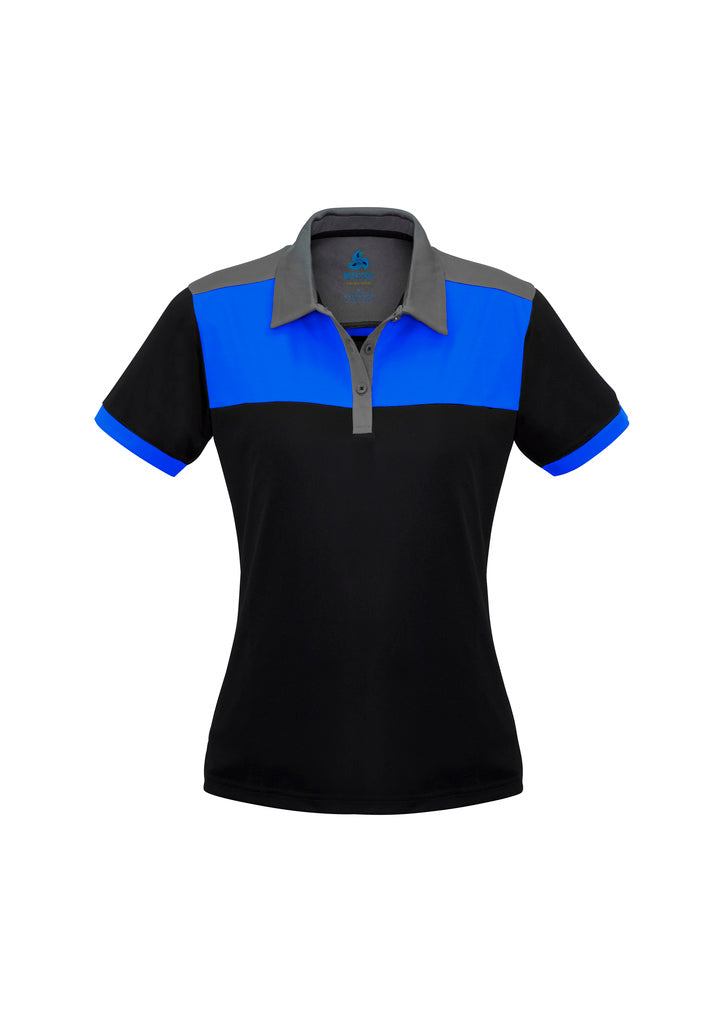 P500LS - Biz Collection - Womens Charger Short Sleeve Polo | Black/Royal/Grey