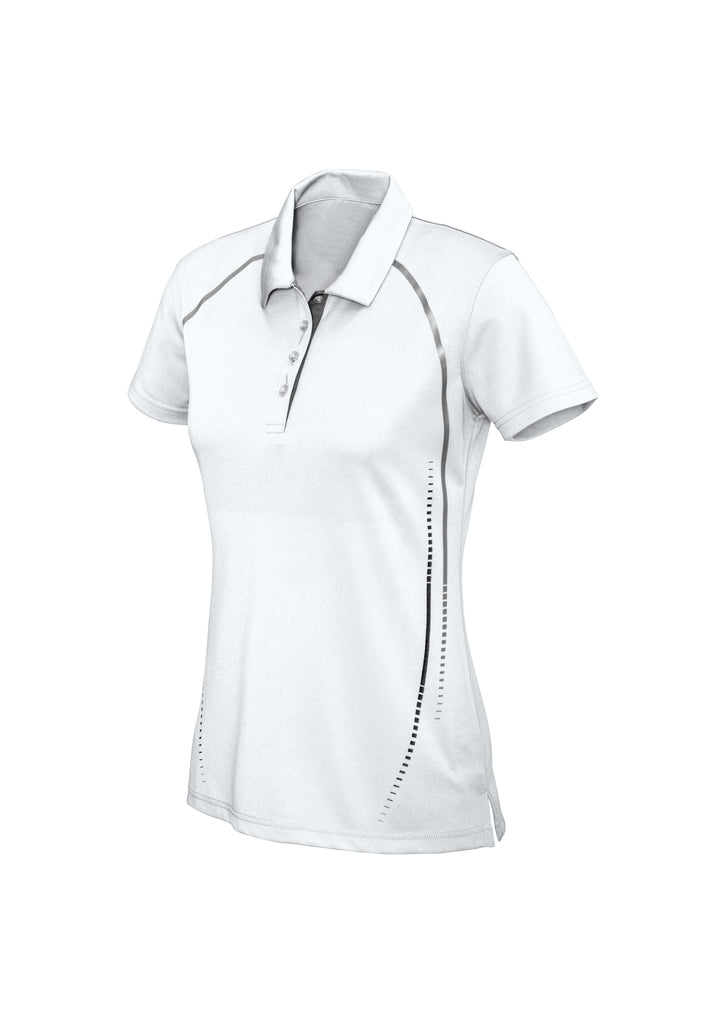 P604LS - Biz Collection - Womens Cyber Short Sleeve Polo | White/Silver