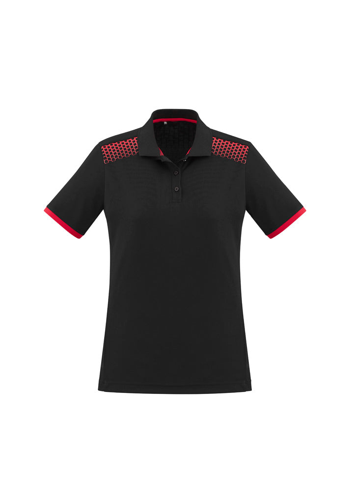 P900LS - Biz Collection - Womens Galaxy Short Sleeve Polo | Black/Red