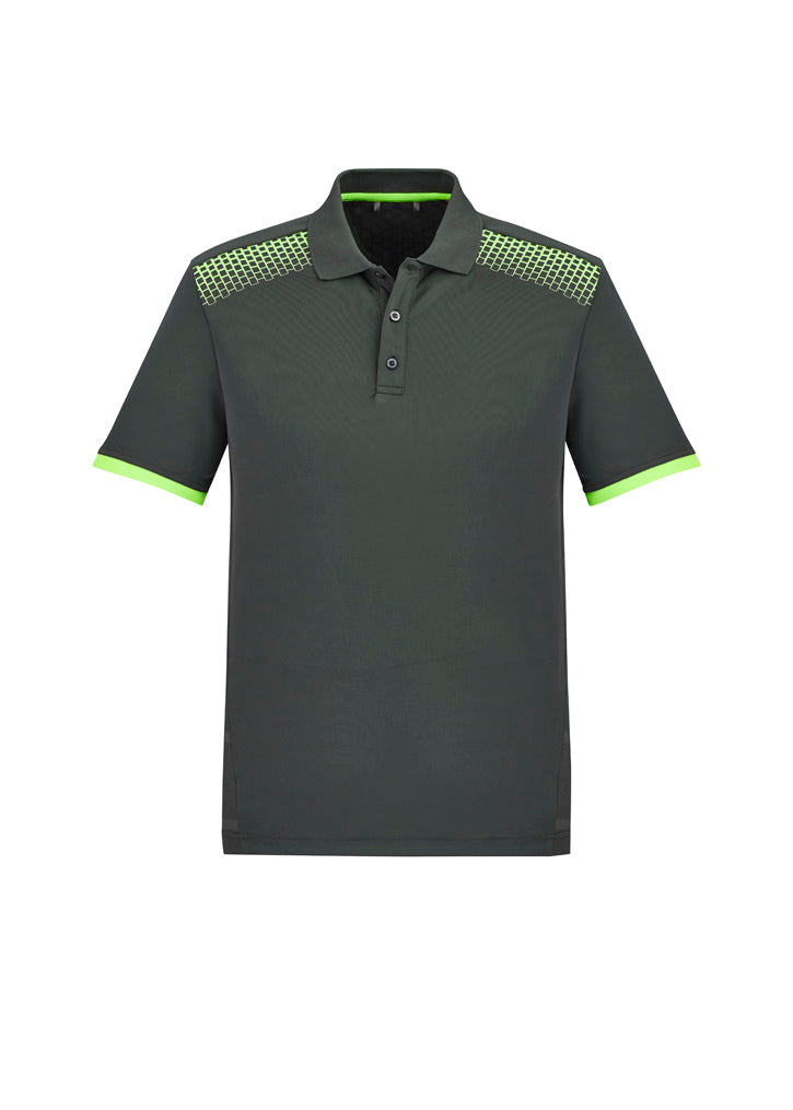 P900MS - Fashion Biz - Galaxy Polo - Men's - Fluoro trims. | Grey/Fluoro Lime