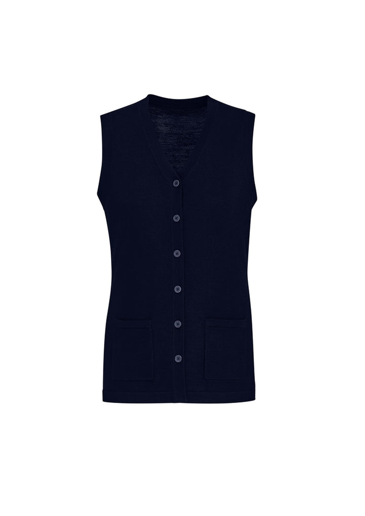 CK961LV - Biz Care - Womens Button Front Knit Vest