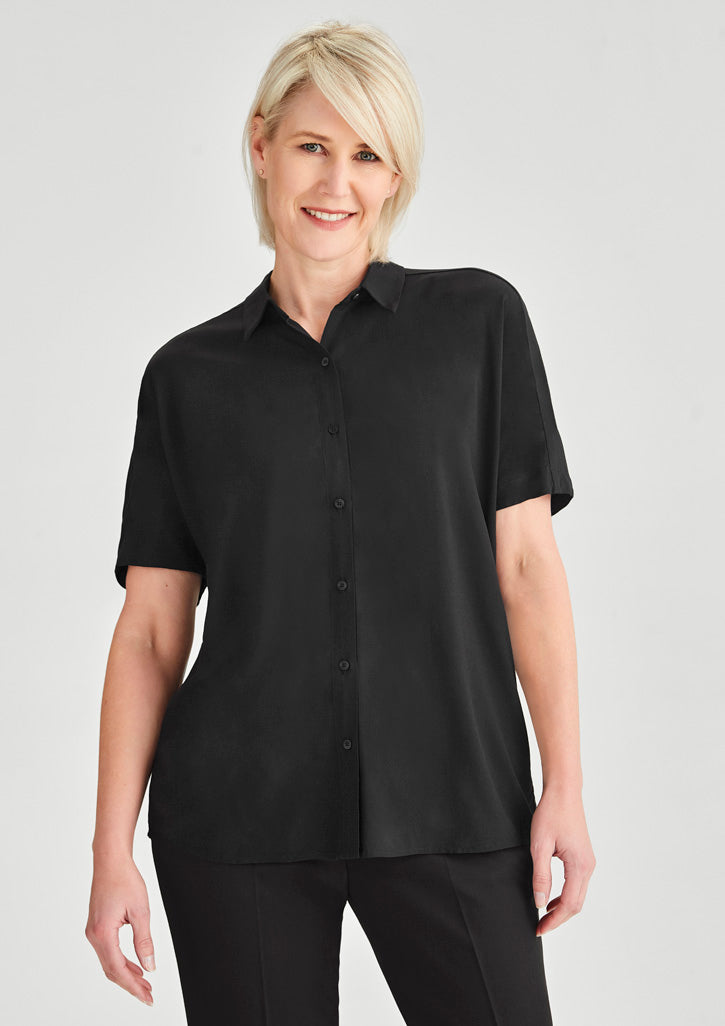 RB365L - Biz Corporates - Dahlia Womens Short Sleeve Blouse | Black