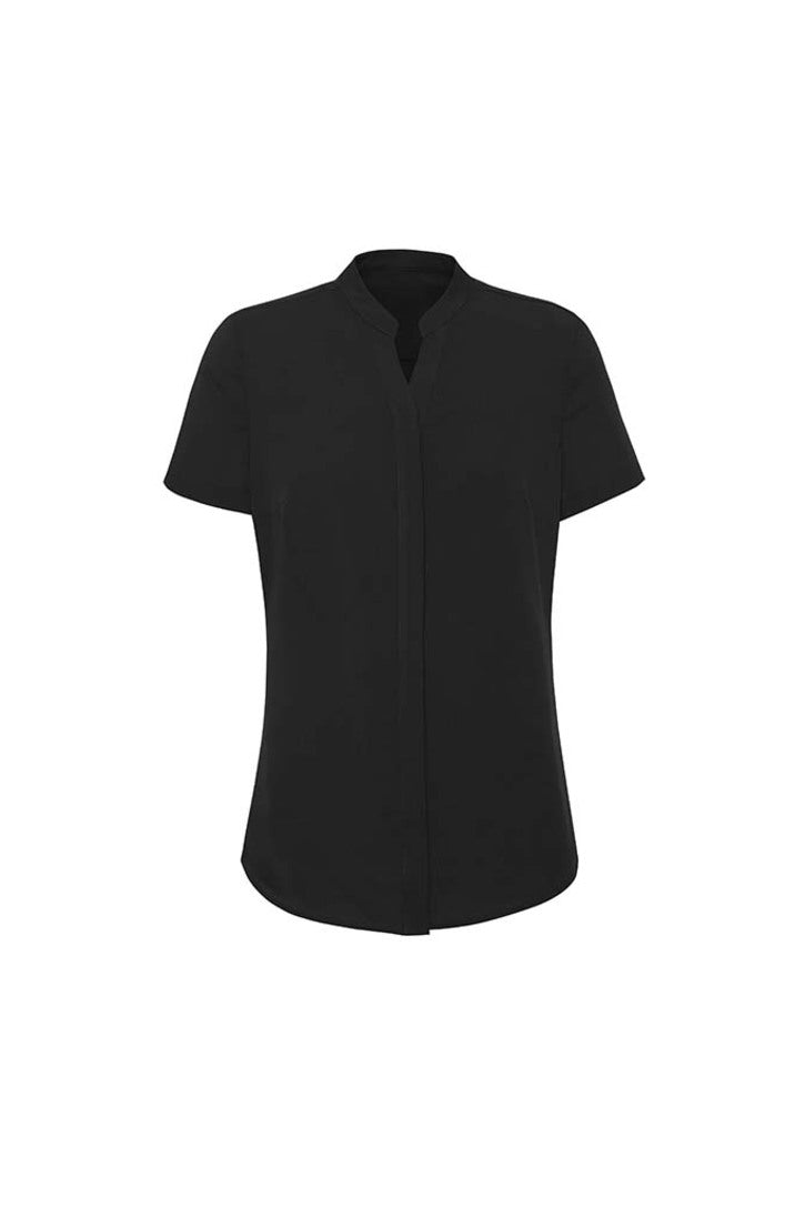 RB977LS - Biz Corporates - Juliette Womens Plain Short Sleeve Blouse | Black