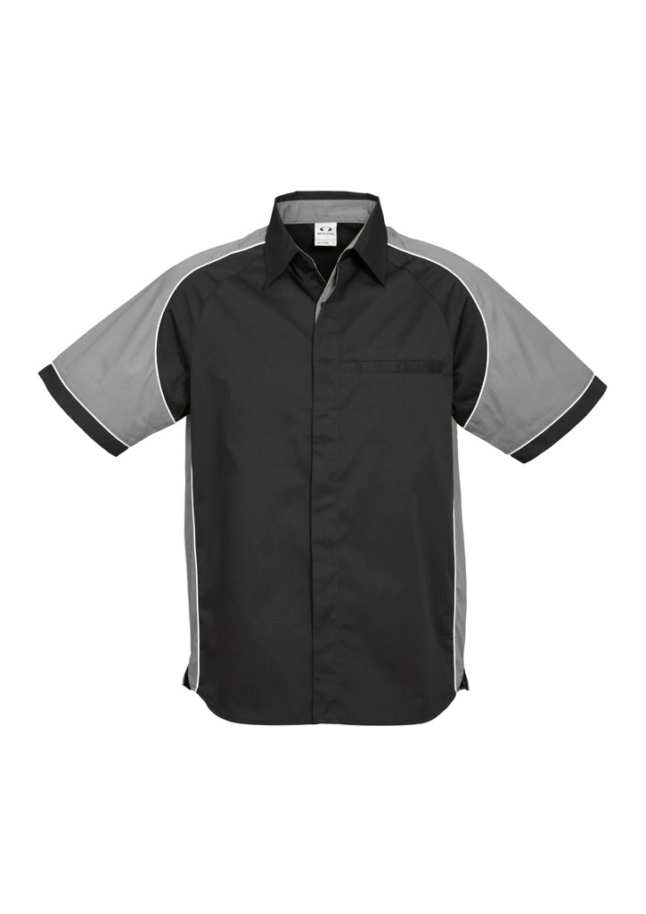S10112 - Biz Collection - Mens Nitro Short Sleeve Shirt | Black/Grey/White