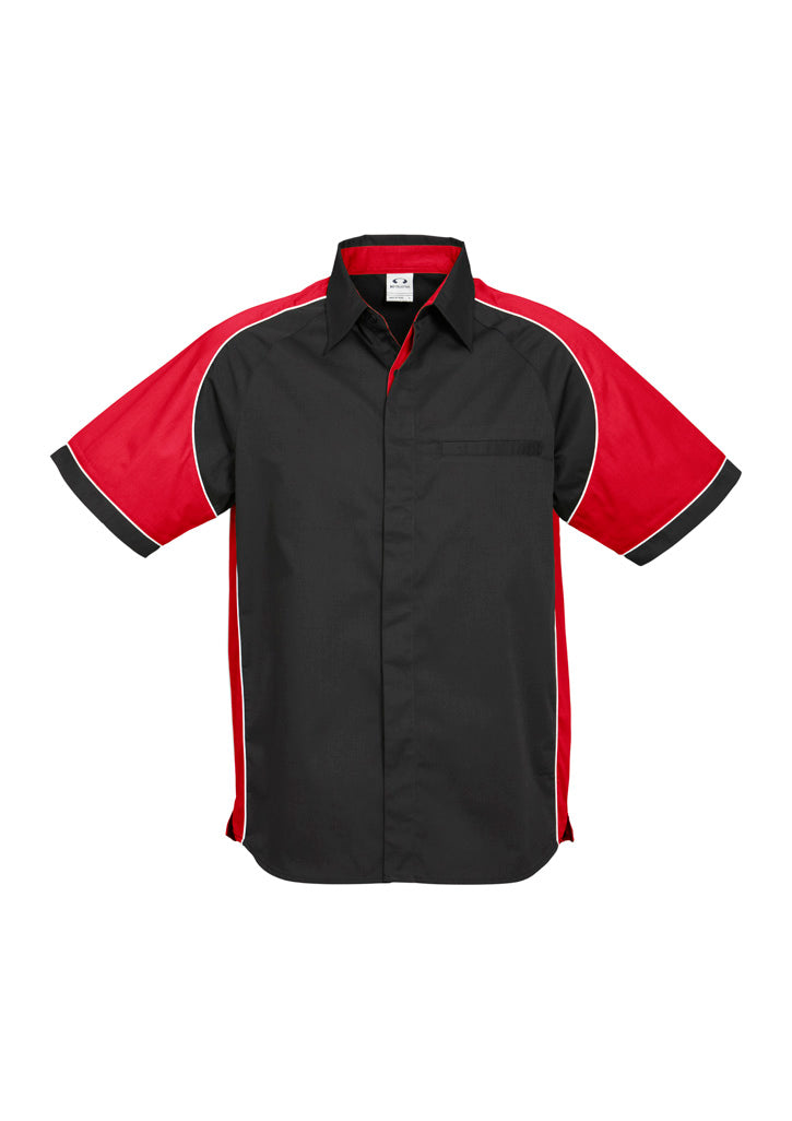 S10112 - Biz Collection - Mens Nitro Short Sleeve Shirt | Black/Red/White