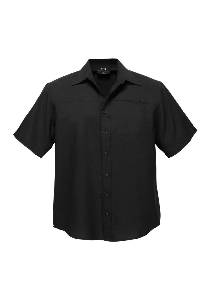 SH3603 - Biz Care - Oasis Mens Plain Short Sleeve Shirt | Black