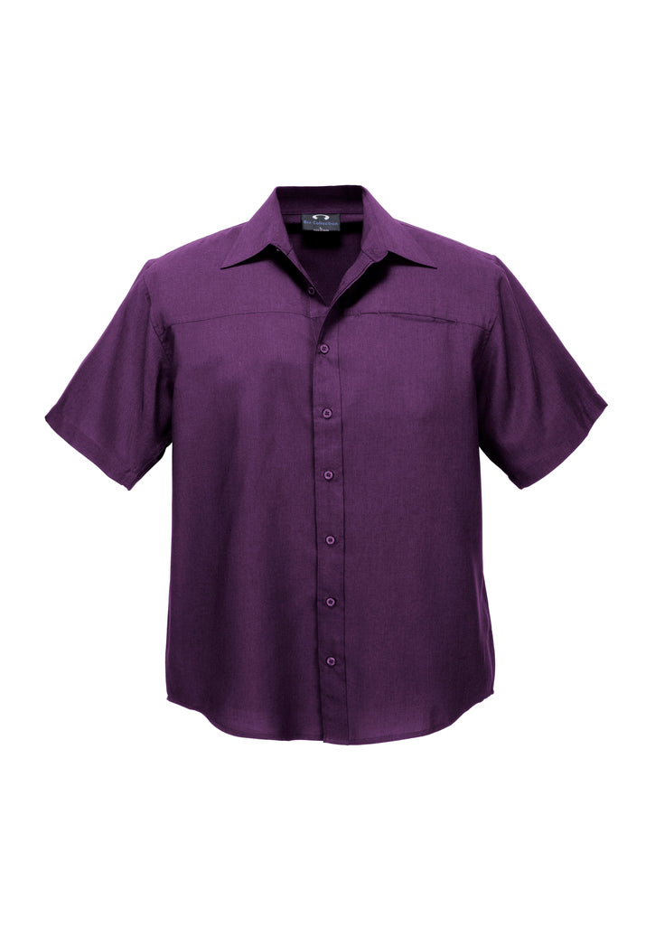 SH3603 - Biz Care - Oasis Mens Plain Short Sleeve Shirt | Grape