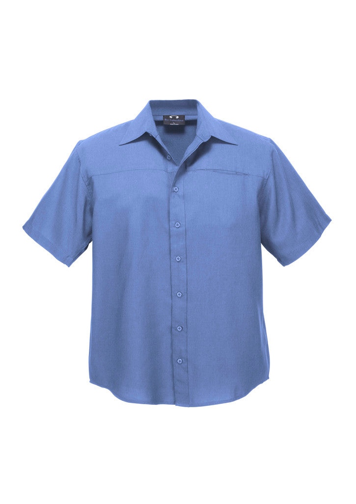 SH3603 - Biz Care - Oasis Mens Plain Short Sleeve Shirt | Mid Blue