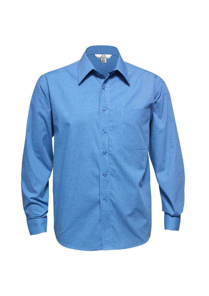 SH816 - Biz Collection - Mens Micro Check Long Sleeve Shirt | Mid Blue
