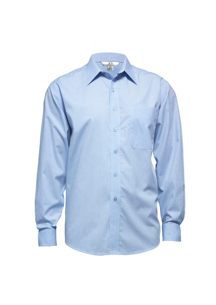SH816 - Biz Collection - Mens Micro Check Long Sleeve Shirt | Sky