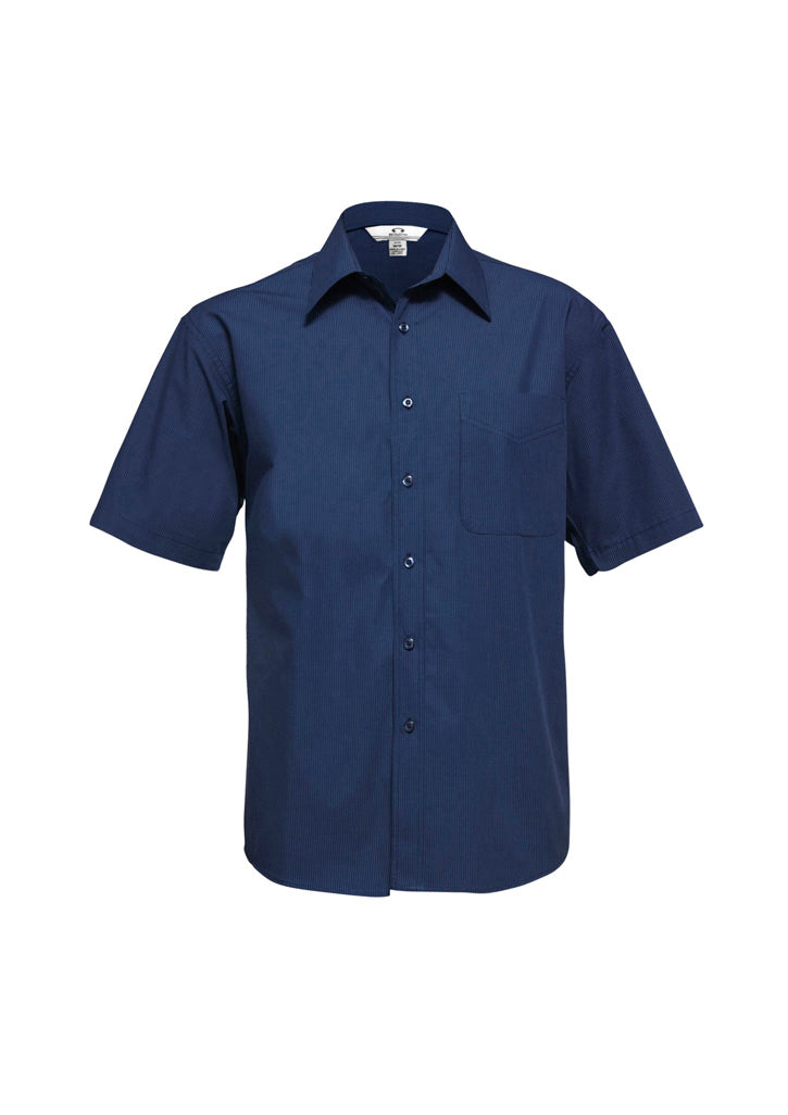 SH817 - Biz Collection - Mens Micro Check Short Sleeve Shirt | Navy