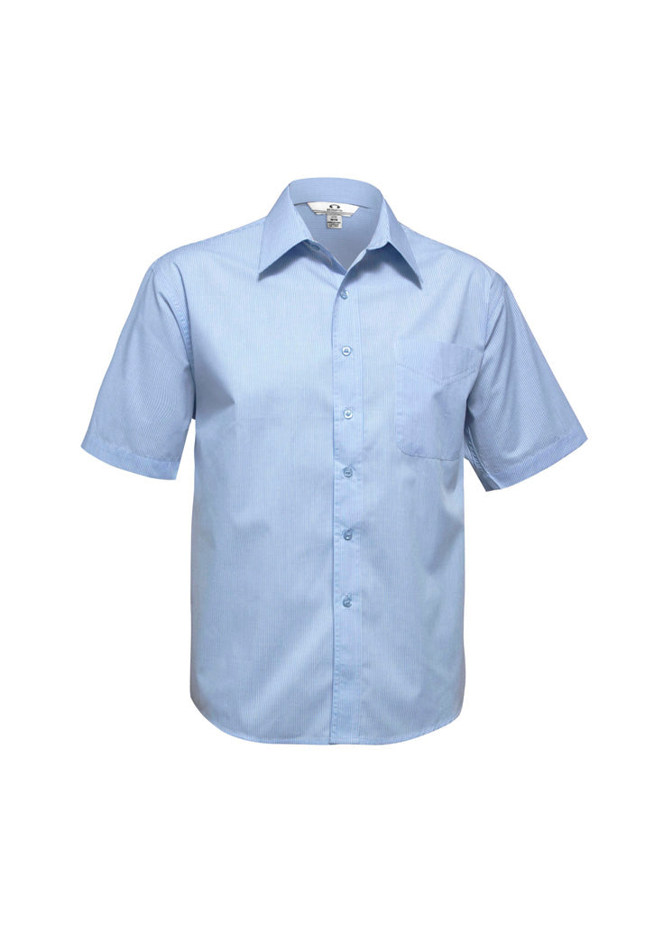 SH817 - Biz Collection - Mens Micro Check Short Sleeve Shirt | Sky